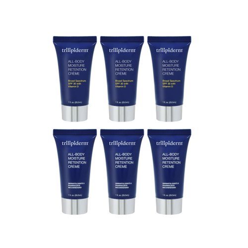 Trilipiderm All-Body Moisture Retention Crème w/SPF 30, Vitamin D - Broad Spectrum Face & Body Sunscreen, Non-Greasy Sun Lotion, Hydrating Sun Cream, Plant-Derived Lipids, 3 oz travel size tube