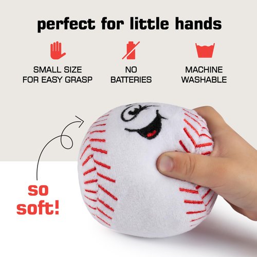 Plush Baby Baseball Rattle | Baby Baseball Toy | Learning Content | Great Gift for Baby and Toddler Girls or Boys | 0-36 Months