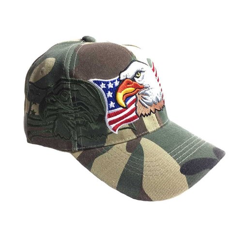 3D Emboridered Patriotic USA American Flag Flying Bird Design Baseball Cap Hat Visor (Camo)