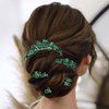 Sparkly Wedding Hair Combs, 5PCS Crystal Flwoer Hair Clips Bride Bridesmaid Hair Sides Comb Rhinestone Barrettes, Crystal Flower Hair Pins Hair Accessories for Women Girls (GreenA)