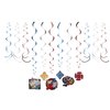 Power Rangers Birthday Party Supplies Bundle Pack includes Lunch Plates, Napkins, Table Cover, 12 Piece Hanging Swirl Decorations (Bundle for 16)