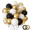 NACHLYNN 60 Packs Black and Gold Party Confetti Balloons 12 Inches Balloon Arch Kit for Birthday Decorations Baby Shower Wedding Graduation Party Decorations
