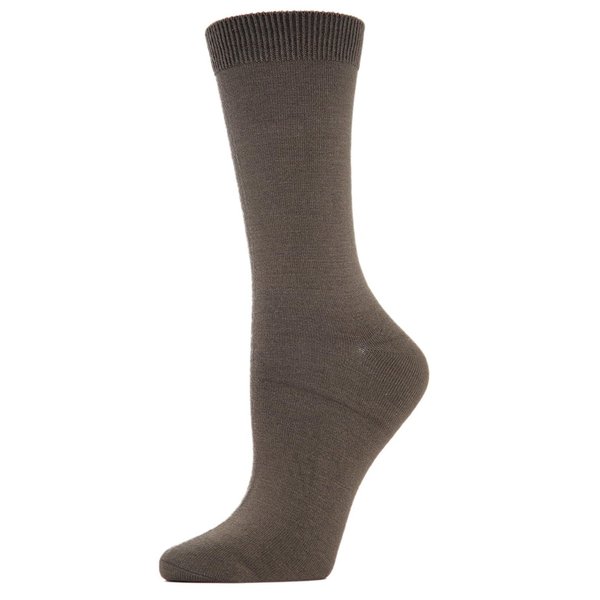 MeMoi Women's Flat-Knit Rayon Blend Crew Socks Military Olive One Size
