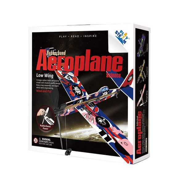 PLAYSTEM Rubber Band Aeroplane Low Wing STEM Kit for Kid Gift