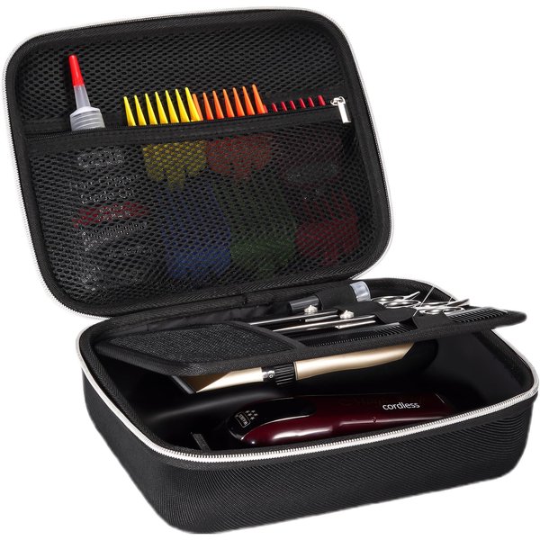 ProCase Washable Barber Case, Oilproof Hard Travel Carrying Bag for Hair Clippers, Hair Cutting Supplies Holder with Slippery Inner Tray, Trimmer Organizer Storage for Men Razor Guard Grooming Kits