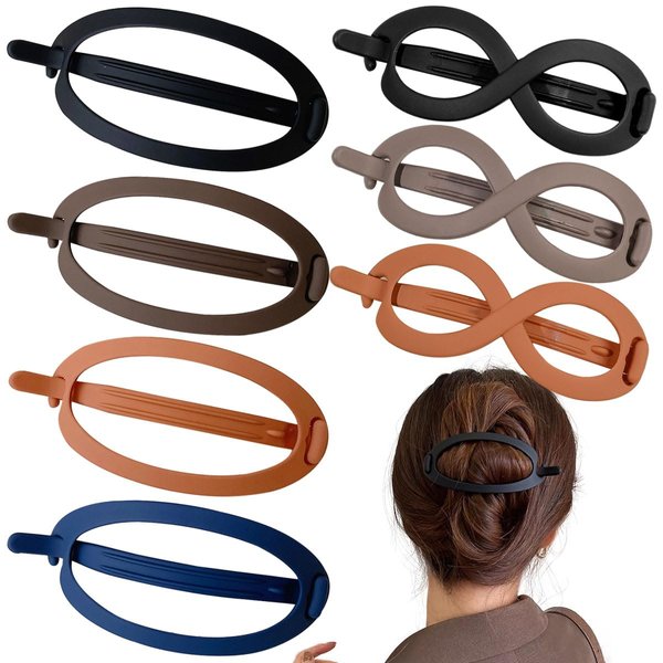 7 PCS French Oval Hair Clips for Women Twist Hair Barrette Matte Curved Hair Claw Clips Alligator Hair Barrettes Volume No Slip Grip Strong Hold Banana Hair Clamps Jaw Clips Styling Hair Accessories