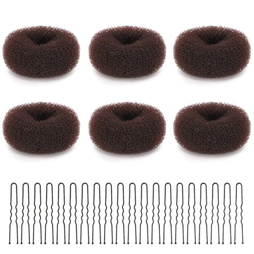 Aivwis 6 Pcs Small Hair Bun Maker for Kids, Hair Ring Style Bun Maker Set for Making DIY Hair Styles Magic Hair Twist Styling Accessories, Ring Style Donut Bun Maker Set with 20pcs Hair Bobby Pins