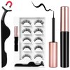 AOMIG Magnetic Eyelashes with Eyeliner Kit, 5 Pairs Natural Look False Eyelashes with Applicator, Waterproof Eyeliner Reusable Fake Lashes for Makeup Eyelashes Extension Black