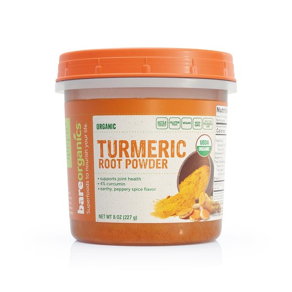 BareOrganics Turmeric Root Powder Superfood, Dietary Supplement, 8 Oz