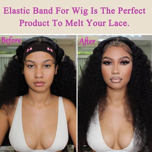 DJFG Wig Band for Lace Front Wigs Human Hair, Elastic Bands For Wig Melting, Lace Bands For Wigs, Lace Melting Band, 3pcs/pack Pink n Black Lace Melting Band for Keeping Pre Plucked Wigs Human Hair