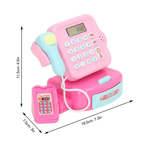 Kids Cash Register Toy, Educational Play Calculator Cash Register, with Bank Card and Specie Accessories for Kids