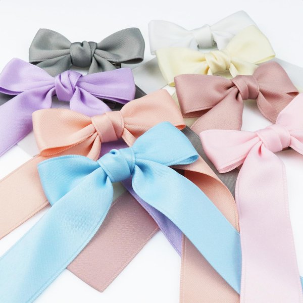 8PCS Silky Satin Hair Bows Hair Clip Beige Pink Blue Purple Hair Ribbon Ponytail Holder Accessories Slides Metal Clips Grey Dark-Pink Orange White Hair Bow for Women Girls Toddlers Teens Kids