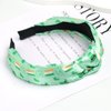 HIFANMM Green Shamrock Headbands St Patrick's Day Knotted Hair Bands for Women Girls, Green Clovers Hair Accessories, Top Knot Irish Day Parade Party Decoration Hair Hoop 1Pcs