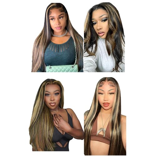 P1B/27 Human Hair Bundles Color #27 Straight Human Hair Bundles Honey Blonde Bundles Brazilian Unprocessed Virgin Hair 3 Bundles 10 12 14 Inch Highlight Bundles Hair Extensions