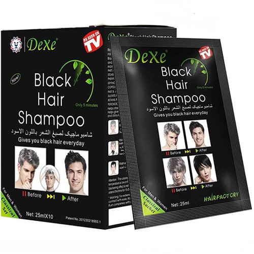 Instant Hair Dye Hair Color Shampoo Semi-Permanent Hair Shampoo - 10-Bag/Box (black)