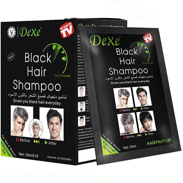 Instant Hair Dye Hair Color Shampoo Semi-Permanent Hair Shampoo - 10-Bag/Box (black)