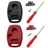 Key Fob Shell Case Replacement for Honda Accord Crosstour Civic Odyssey Fit CR-V CR-Z Key Fob Cover with Screwdriver (Black+Red)