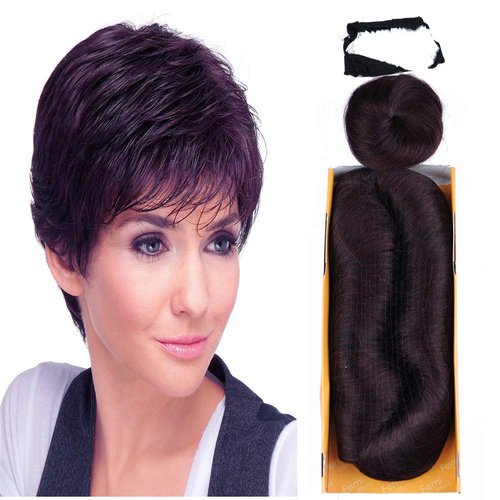 Mayloss 28 Pcs Human Hair Extensions with Top Closure Unprocessed Brazilian Curly Short Virgin Hair Weave Wavy (3" 4" 5" Mix Lenght 100g/pcs 99J Color)