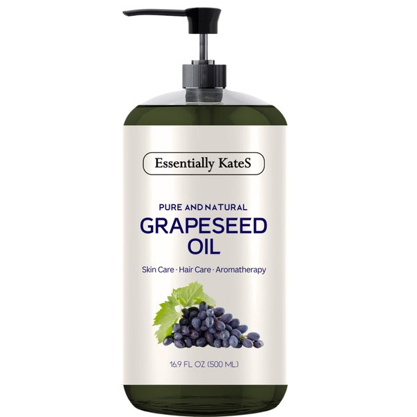 Essentially KateS Grapeseed Oil 16.9 Fl Oz - Pack of 1-100% Pure and Natural and Cold Pressed