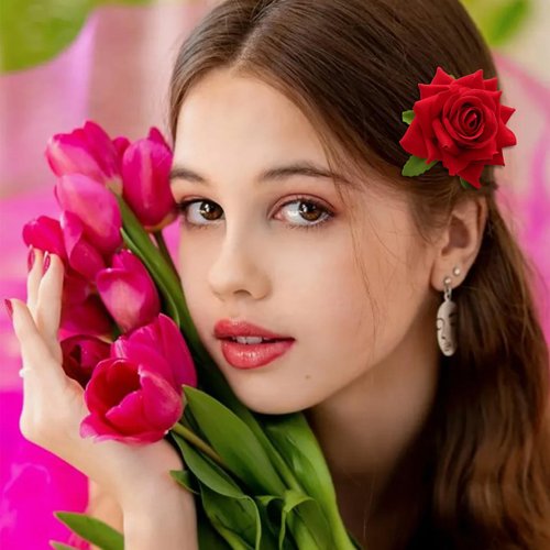 4Pcs Rose Hair Clips Red Flower Hairpins Women Bridal Dancer Party Wedding Birthday Daily Vintage Barrette Hair Accessories