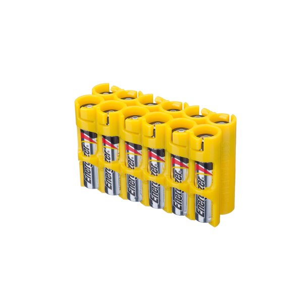 Storacell by Powerpax AAA Battery Storage Caddy, Yellow, Holds 12 Batteries (Not Included)