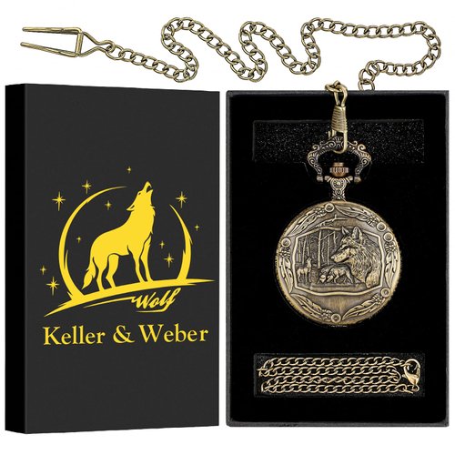 Keller & Weber Vintage Quartz Fob Pocket Watches for Men,Anniversary Presents,Birthday Christmas Gifts,Necklace Clock Gifts for Male Husband,Gift Box and Card