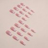 WAFOLOZE Medium Press on Nails, Ombre Pink Nails Press on Square Fake/False Nails with Glitter Powder Press ons Designs Gloss Acrylic Artificial Nails Stick on Nails for Women 24pcs