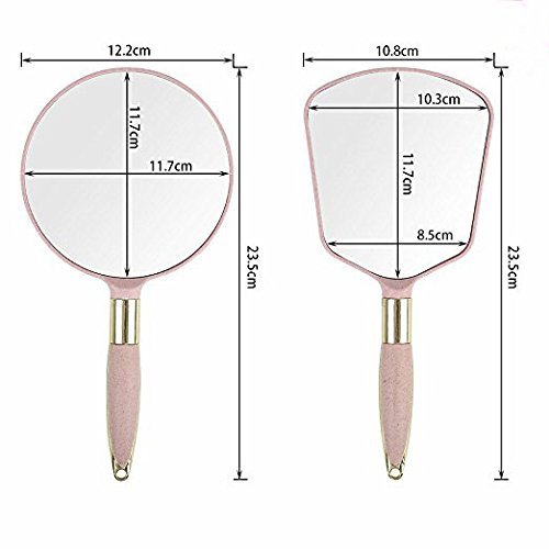 XPXKJ Handheld Mirror with Handle, for Vanity Makeup Home Salon Travel Use (Circular, Pink)