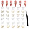 ANGNYA 30Pcs Alloy Butterfly Nail Charms 3D Metal Butterfly Nail Gems Nail Rhinestones Shiny Crystal Nail Art Charms Nail Charms for Acrylic with tweezer for Nail Decoration Supplies