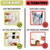 Door Buddy Adjustable Cat Door Latch - Grey 2 Pack. Pet Door Holder to Dog Proof Cat Litter Box & Keep Dog Out of Cat Food. Simpler Than Cat Gate or Interior Cat Door. Adjustable Door Strap for Pets