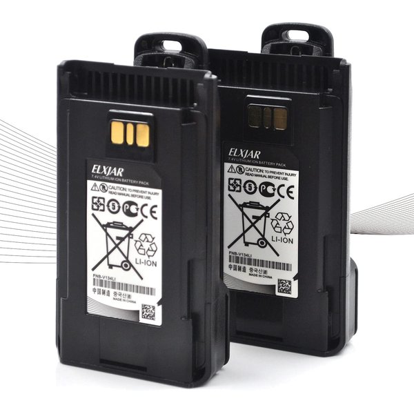 (2-Pack) 7.4V 2600mAh FNB-V134LI Li-ion battery Replacement for Vertex Standard VX-260 VX-261 EVX-261 VX-264 VX-450 VX-451 VX-454 VX-459 EVX-530 EVX-531 EVX-534 EVX-539 Portable Radio with Belt Clip
