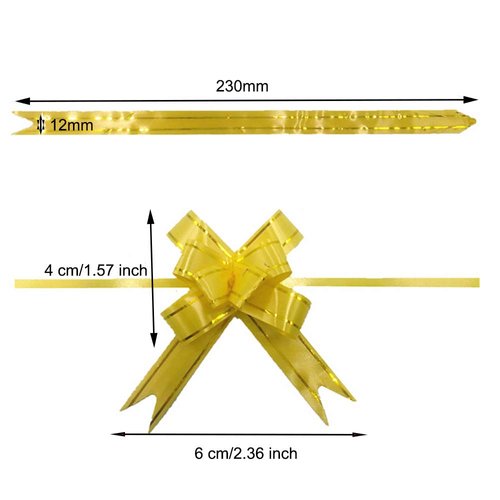 EORTA 100 Pieces Gift Pull Bows Present/Flower/Basket Wrapping Decoration Glittering Bowknot with Ribbons Strings for Crafts Christmas Valentine's Day Festival Wedding Birthday Party, White