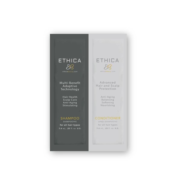 Ethica Hair Growth Shampoo and Conditioner Travel Set - Cleanse and Hydrate for Healthy Hair and Scalp, Moisturizing Shampoo and Conditioner Travel Essentials, 7.4 ml/0.25 fl oz