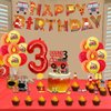 Fire Truck 3rd Birthday Decorations, Firemen Firefighter Party Supplies with Sound the Alarm I’m 3 Cake Topper, Happy Birthday Banner, Fire Truck Balloons, Tablecloth, Fire Engine Decor Boy