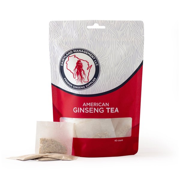 Dairyland Management LLC Ginseng Tea Bags 美国人参茶 - 40 ct - Pack of Wisconsin Ginseng Tea - Authentic American Ginseng Tea - Non-GMO, Gluten Free Ginseng Drink - Enjoy Pure Ginseng Tea Daily