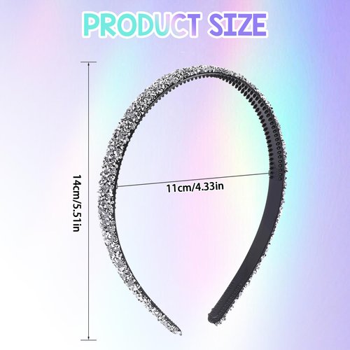 InnoHHustle Rhinestone Headbands for Women Girls Silver Headband Thin Crystal Headbands Sparkly Crystal Diamond Headband Bling Hair Hoops Non Slip Hair Band for Bride Bridesmaids Wedding Party