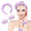 3Pcs Head Bands for Women's Hair Headbands for Women Wrist Bands for Washing face Makeup Headband for Washing Face Spa Headband Fabric Headbands for Women Face Wash Wristbands Versed Skincare Purple