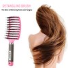 KTKUDY Detangling Brush Boar Bristles Hair Brush Make Hair Shiny & Healthier Curved and Vented Detangler Brush for Women Men Kids Wet & Dry Hair (Pink)