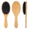 OWIIZI Natural Boar Bristle Brush for Women Mens Kid Soft Boar Bristle Hair Brush Bamboo Detangler Brush and Tail Comb Set for Long Curly Fine Hair