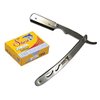 Classic Samurai CS-102 Stainless Steel Professional Barber Straight Edge Razor with 100 Count Shark Single Edge Razor Blades