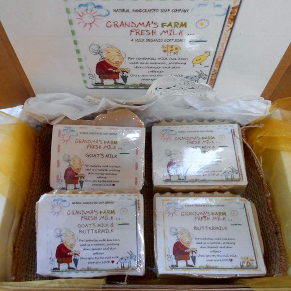 Natural Artisan Four Bar Gift Set Milk Soaps Handwashing Bar Body and Face