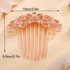 Missgrace Boho Shiny Flower Floral Hair Combs Blue Pink Purple Bridal Wedding Hair Crystal Rhinestones Women Hair Side Combs Hair Accessories for Women (Champagne)