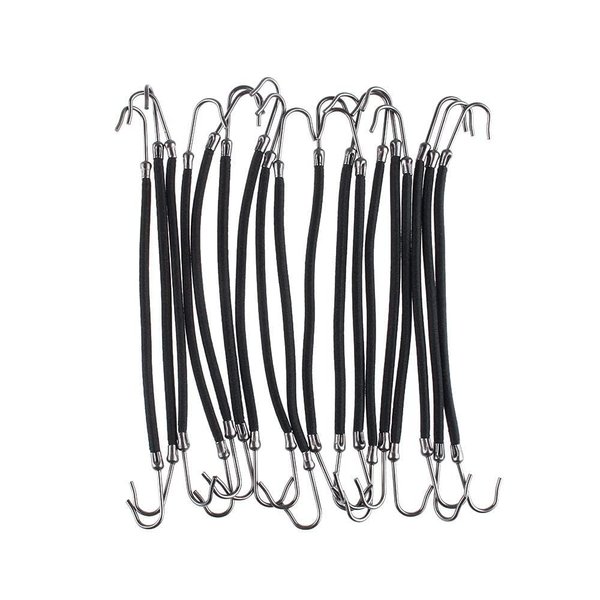 IUAQDP 36 Pieces Elastic Hook Hair Tie Ponytail Holder Hair Cord Hair Clip, Rubber Bungee Hair Band with Hook for Women Girls Thick Hair Styling, Black