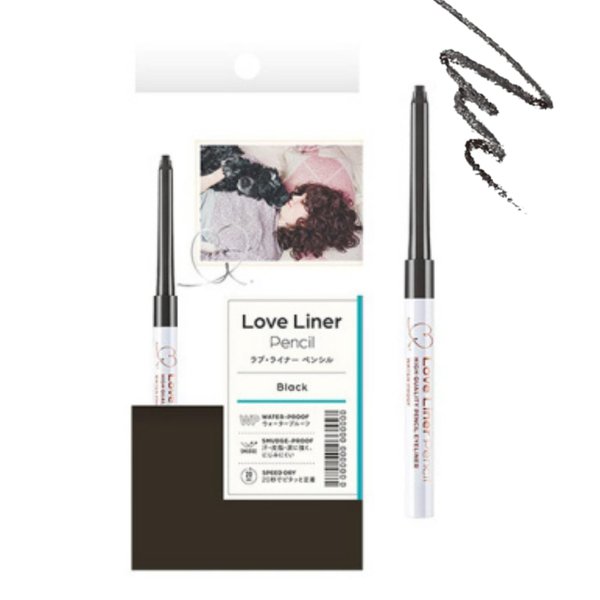 LoveLiner Quick Dry Pencil Eyeliner, Smudge-Proof & Waterproof, Japanese Eye Makeup for Sensitive Eyes w/Beauty Serum, 0.7 Oz/20g, Black