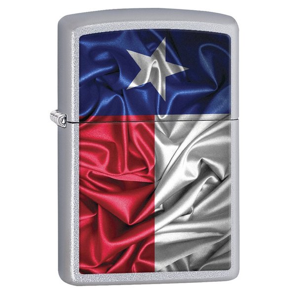 Zippo Lighter: Texas State Flag - Satin Chrome 77010