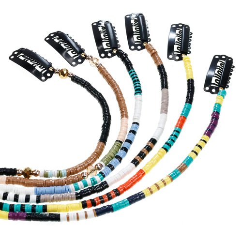 minihope 21 Inch Bright Spacer Bead Hairpieces Set Hair Wrap Boho Plastic Disc Stackable Tassels Hair Clips With Retro Silver Plated Charm Hair Accessories For Grils And Women 6 Style Mixed Desi