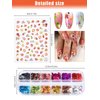 36 Pcs Autumn Fall Nail Art Stickers and Maple Leaf Nail Glitter Sequins, Kalolary 3D Self-Adhesive Fall Maple Leaf Nail Decals Stickers Splarkly Nail Sequins Flake Acrylic Manicure Paillettes