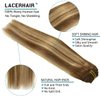 Lacer Hair Extensions Clip in Human Hair Ombre Chocolate Brown to Caramel Blonde with Brown Roots 120g 7pcs Remy Human Hair Extensions Clip in Real Natural Hair Extensions Straight 16 Inch