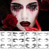 Ylapagne 8 Pairs Temporary Eye Tattoo Stickers Skull Spider Web Eyeliner Stickers Black Eyeshadow Waterproof Makeup Transfer Stickers for Halloween Masquerade Carnival
