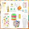 Tondiamo 206 Pcs Art Paint Party Favors Include Gift Cup Plastic Straw Color Pen Keychain Pendant Bracelet Ring Temporary Tattoo Party Blower Card Splatter Confetti for School Reward Birthday Party